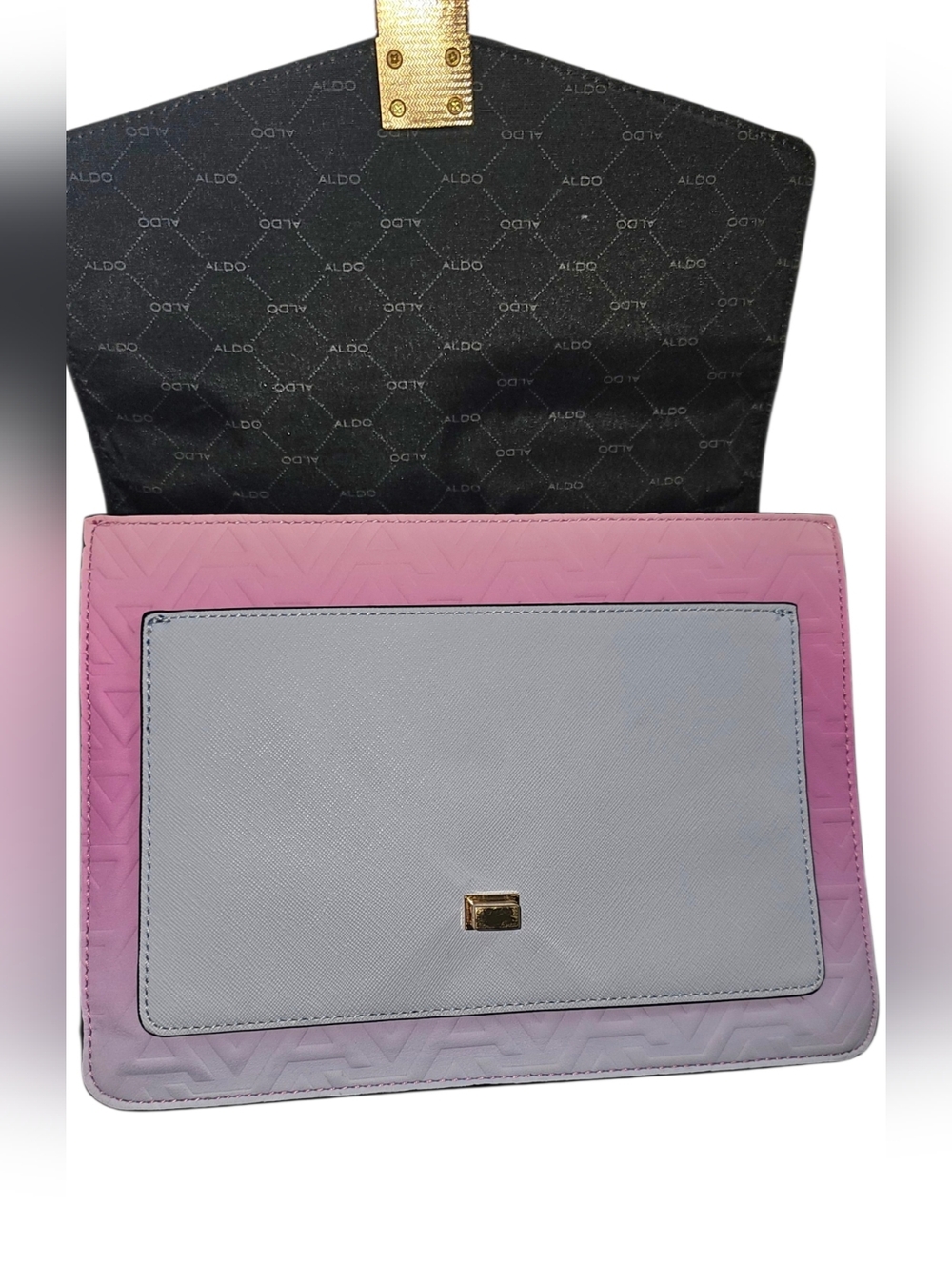 ALDO Blush Pink Lavender Ombré Satchel Crossbody | Gold Chain Accent | Dust Bag - Picture 9 of 13